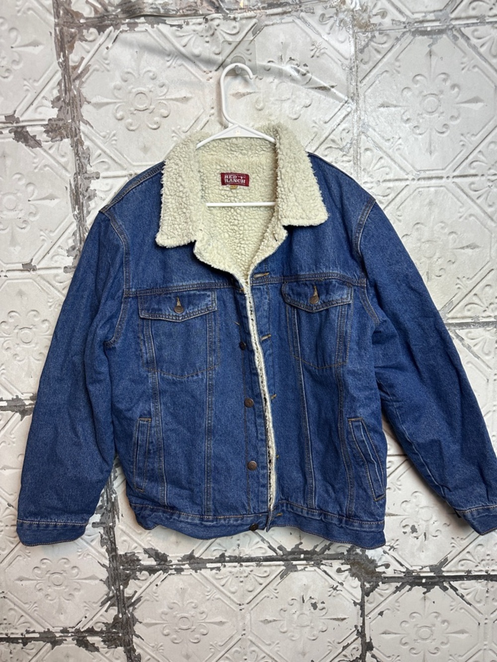 Vintage Classic Sherpa-Lined Denim Jacket - Blue with Cream Sherpa